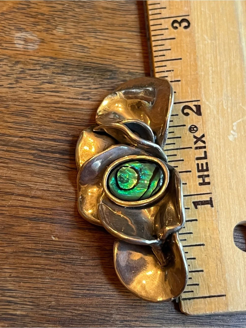 Sterling Silver Floral Brooch with Turquoise Abalone Accent